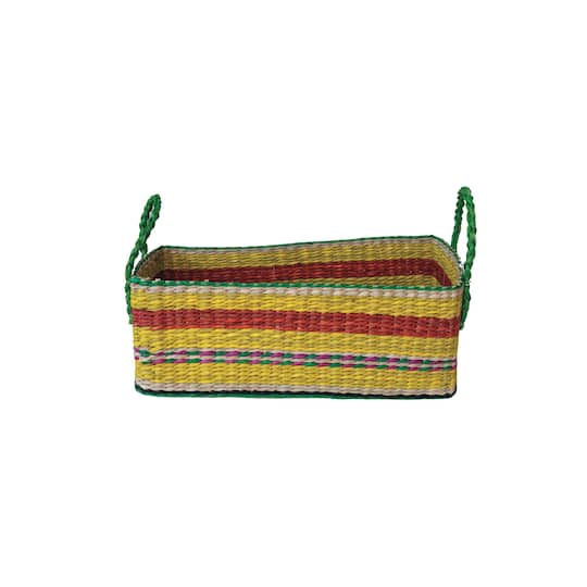 Hello Honey® 13.5" Multicolor Striped Hand-Woven Seagrass Basket